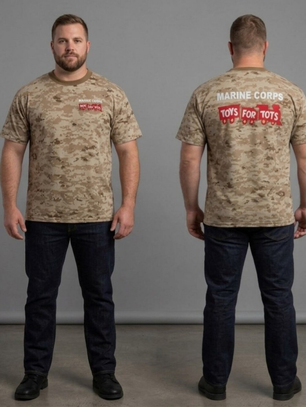 Rothco Camo Short Sleeve T-Shirt w/Marine Corps Toys for Tots Logo Men Size 2XL